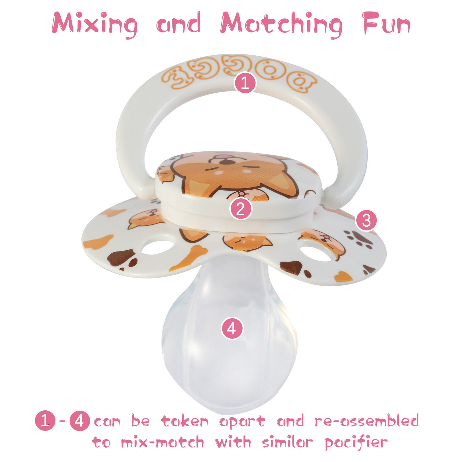 Dogge Somniumnight Adult Sized Pacifier Cute: Large Shield Binky for Anxiety Relief Butterfly Shaped - Puppy Printed Paci with Case - Image 5