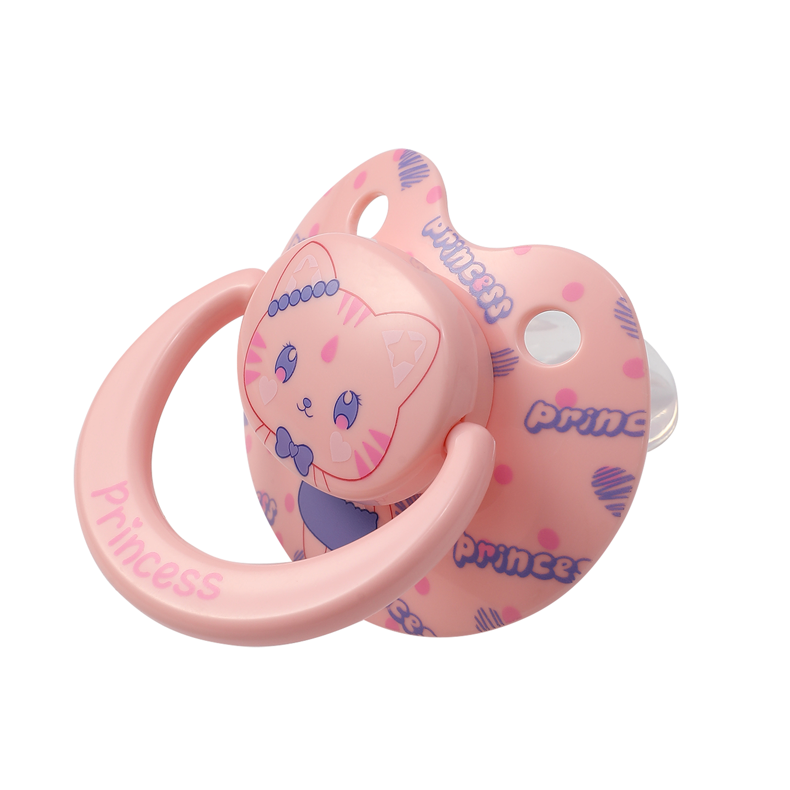 Princess Adult Size Silicone Pacifier for Anxiety: Big Shield Cute Paci for Sleep - Large Nipple Princess and Cat Binky Pink - Image 2