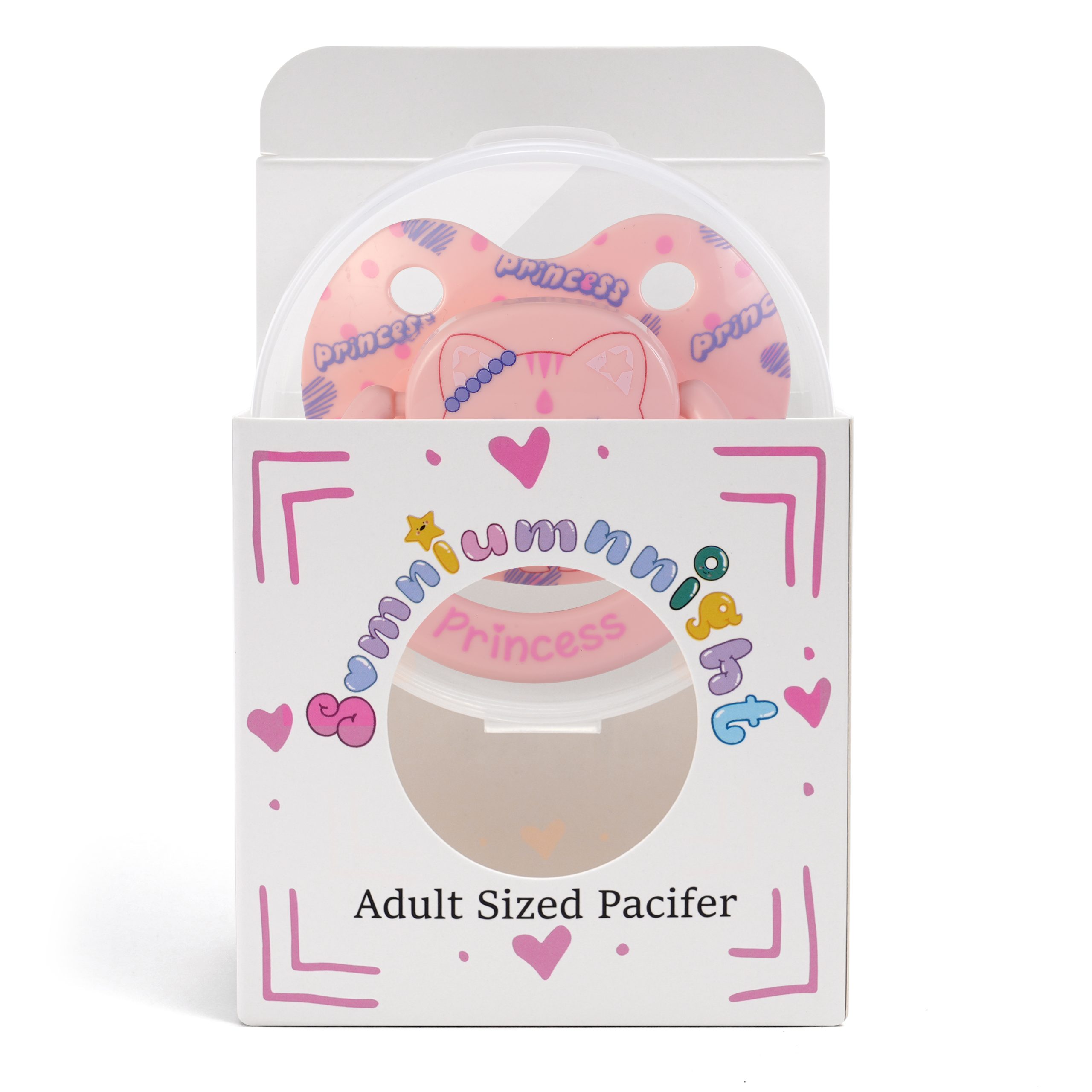Princess Adult Size Silicone Pacifier for Anxiety: Big Shield Cute Paci for Sleep - Large Nipple Princess and Cat Binky Pink - Image 6