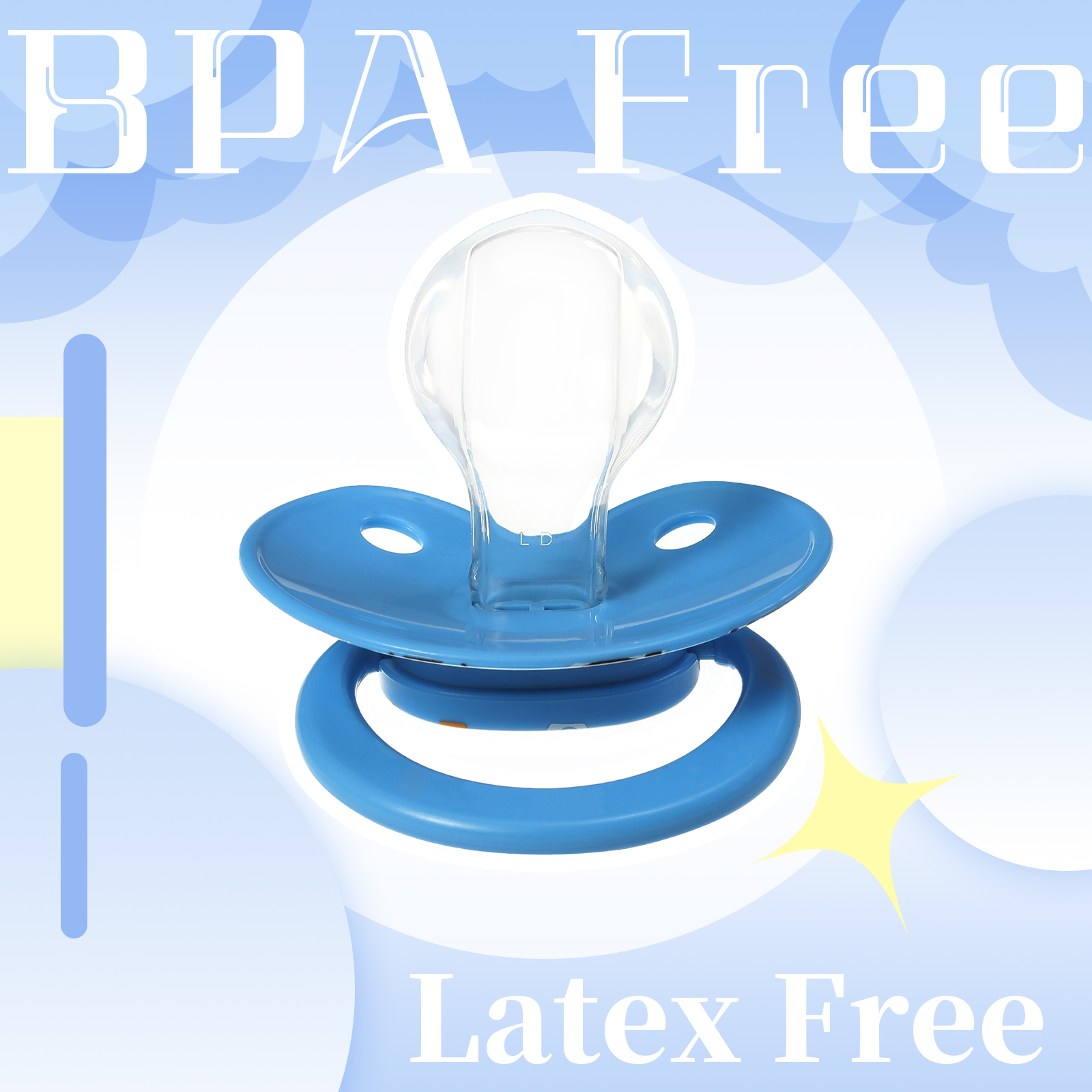 Shark Adult Sized Soft Silicone Pacifier: Large Shield Cute Paci Shark Design - Butterfly Shaped Binky for Anxiety Blue - Image 5