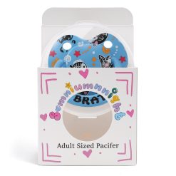 Alternative view of Shark Adult Sized Soft Silicone Pacifier: Large Shield Cute Paci Shark Design - Butterfly Shaped Binky for Anxiety Blue