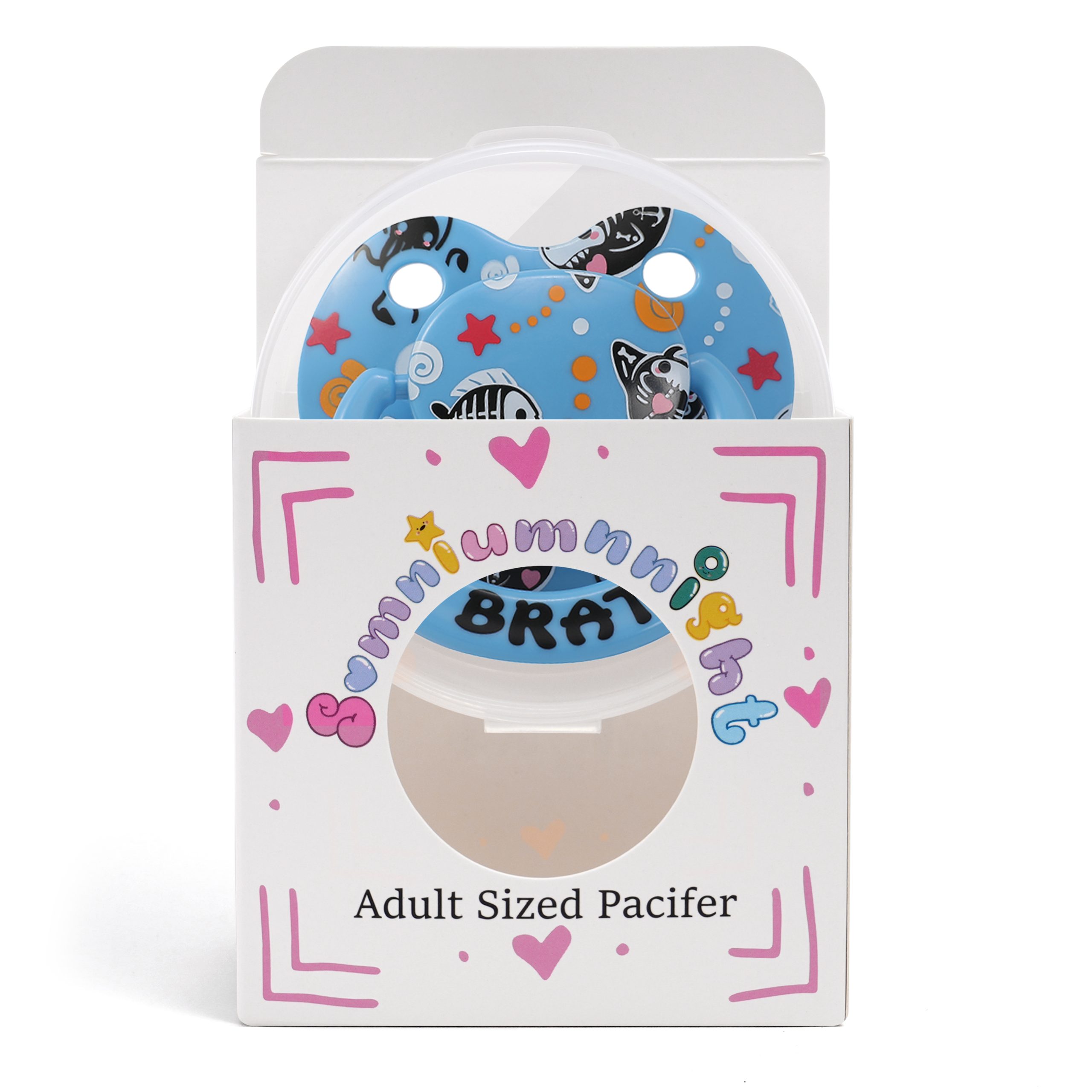 Shark Adult Sized Soft Silicone Pacifier: Large Shield Cute Paci Shark Design - Butterfly Shaped Binky for Anxiety Blue - Image 6