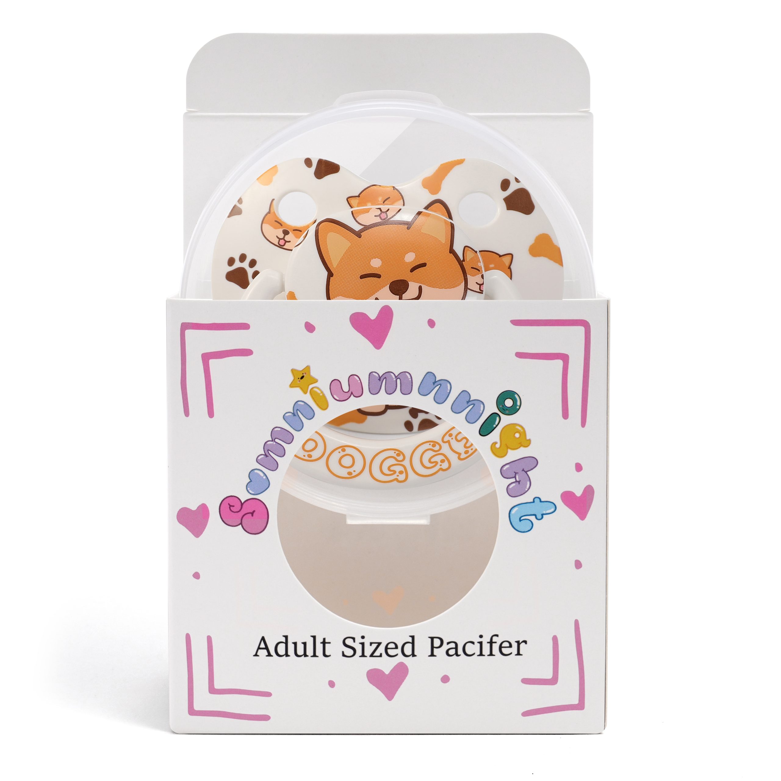 Dogge Somniumnight Adult Sized Pacifier Cute: Large Shield Binky for Anxiety Relief Butterfly Shaped - Puppy Printed Paci with Case - 图片 2