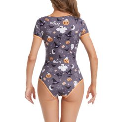 Alternative view of Somniumnight Halloween Onesie Pajama for Women: Spooky Cute Costumes for Adult Stretchy Bodysuit Romper Snap Crotch