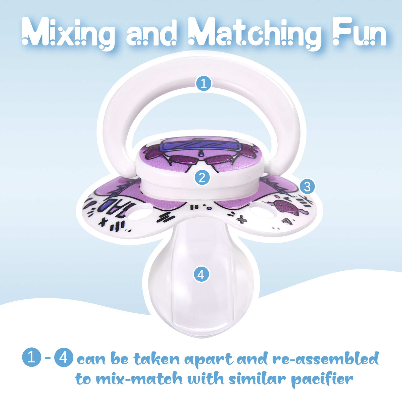 Somniumnight Cute Adult Size Pacifier: Large Shield Paci for Anxiety with Bats Clip - Bad Rock Bunny Big Binky for Autism with Case - Rabbit Soft Silicone Nipple for Sleep - Image 6