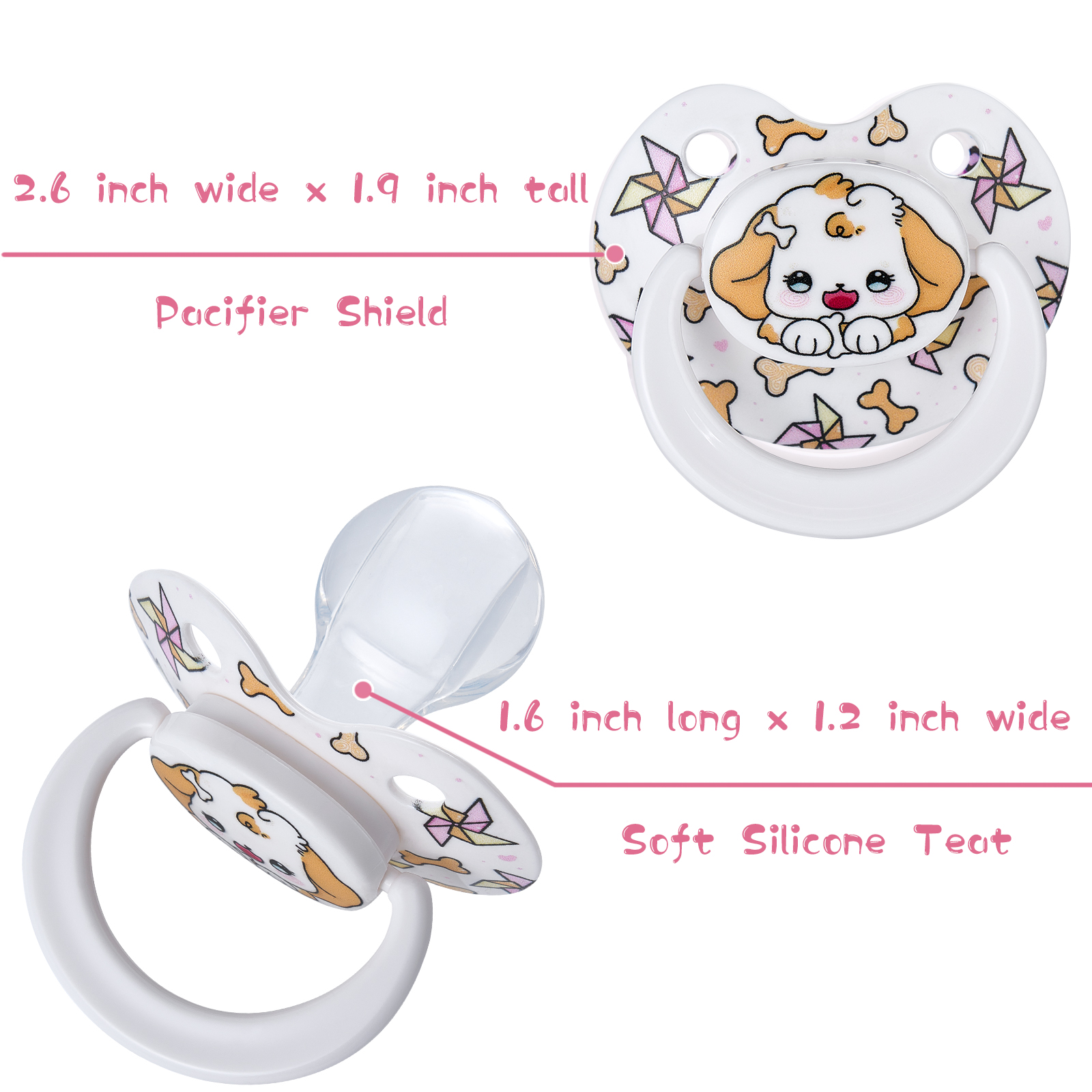 Somniumnight Cute Adult Size Pacifier: Big Shield Paci for Anxiety with Case - Puppy Soft Silicone Large Nipple for Sleep - Binky for Autism - Image 5