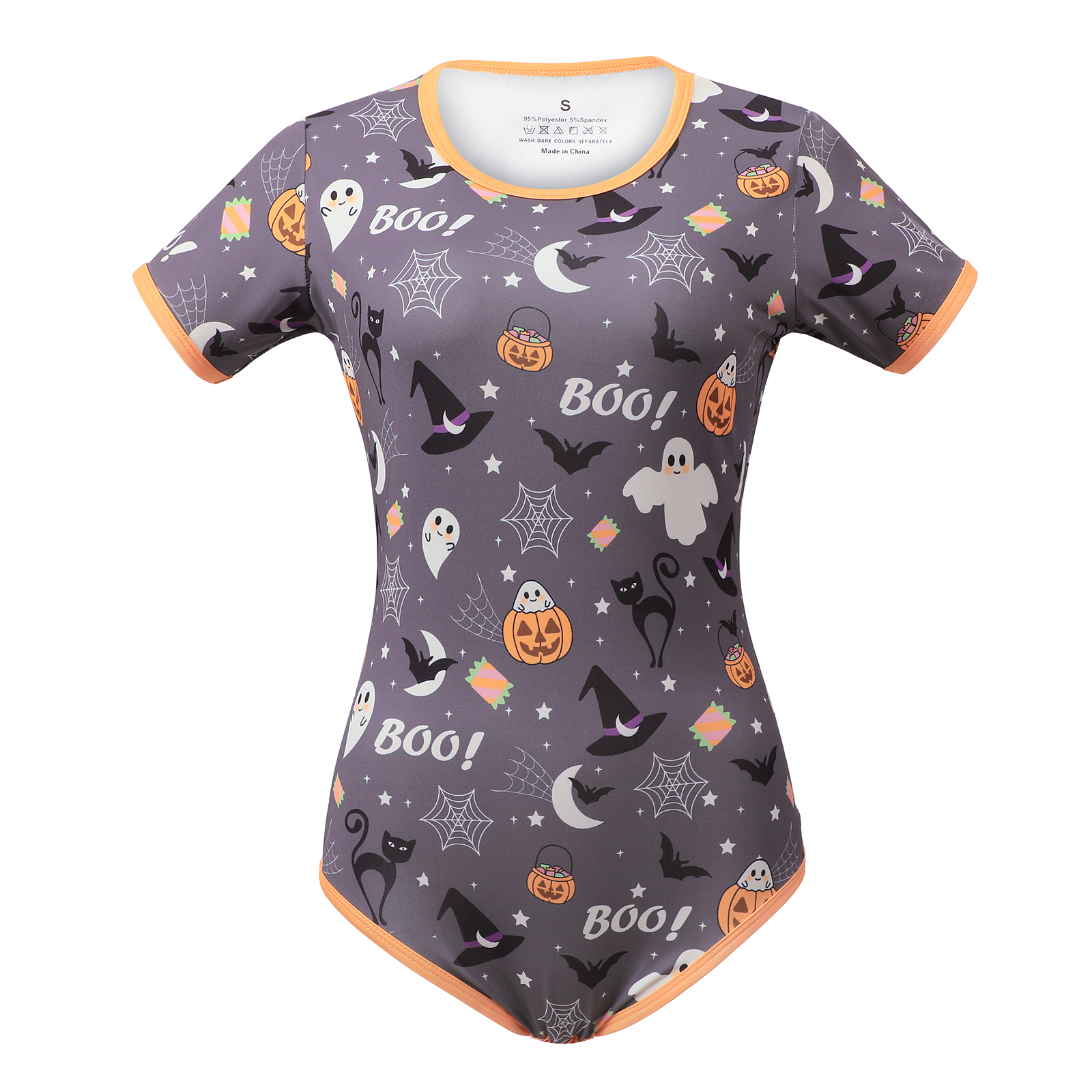 Somniumnight Halloween Onesie Pajama for Women: Spooky Cute Costumes for Adult Stretchy Bodysuit Romper Snap Crotch - Image 8
