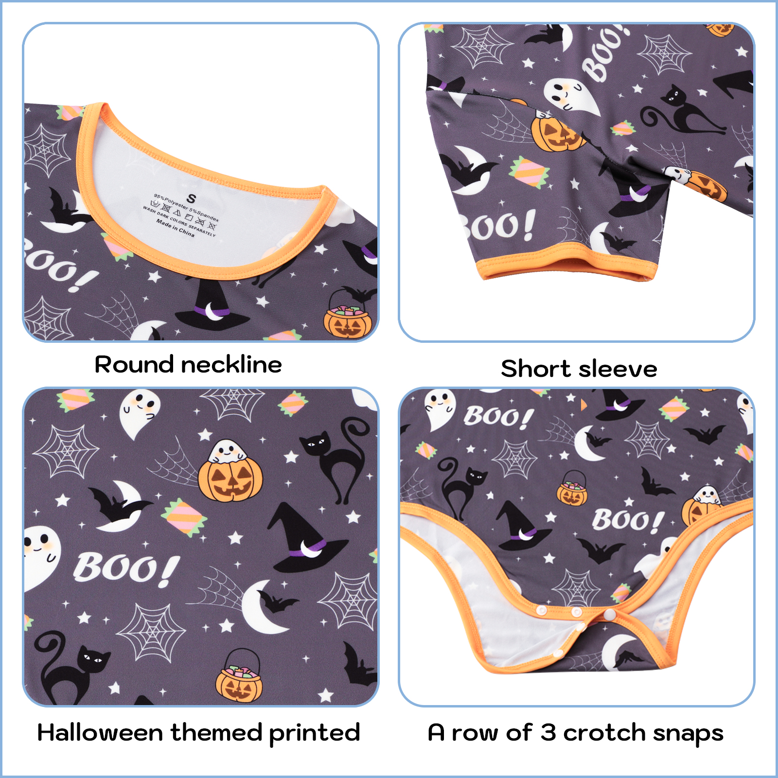Somniumnight Halloween Onesie Pajama for Women: Spooky Cute Costumes for Adult Stretchy Bodysuit Romper Snap Crotch - Image 7