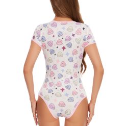 Alternative view of Somniumnight Adult Onesie Pjs for Women: Cute Lounge Bodysuit & Romper with Snap Crotch - Soft & kawaii Pajamas Short Sleeves