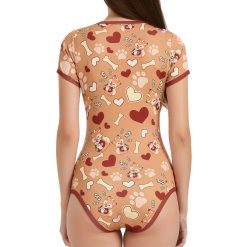 Alternative view of Somniumnight Adult Onesie Bodysuit for Women: Cute Stretchy Romper Snap Crotch - Kawaii Pajamas Soft Fit Gift for Sleepwear - Short Sleeve with Button Fox