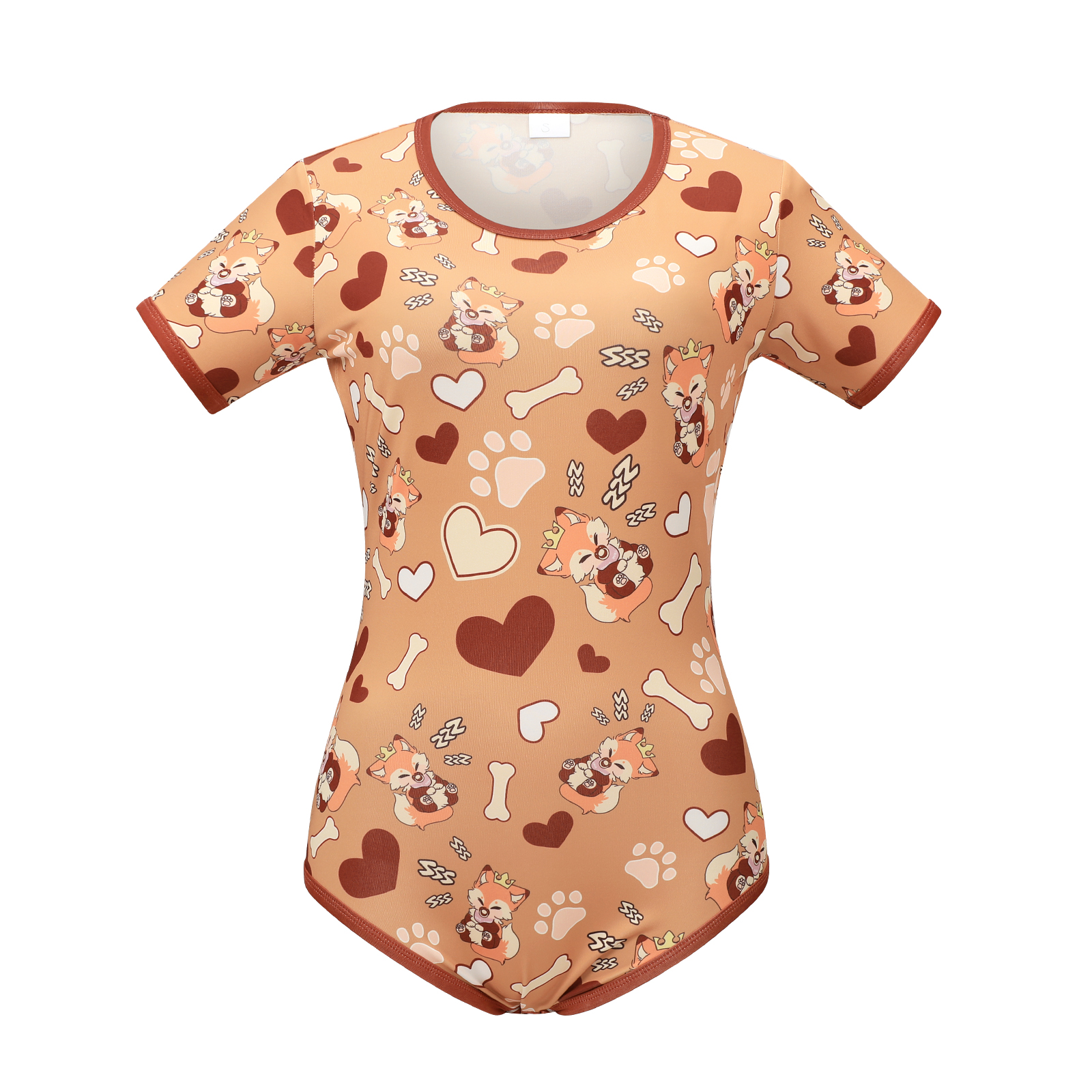 Somniumnight Adult Onesie Bodysuit for Women: Cute Stretchy Romper Snap Crotch - Kawaii Pajamas Soft Fit Gift for Sleepwear - Short Sleeve with Button Fox - Image 5