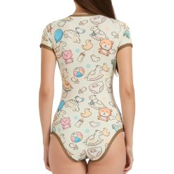 Alternative view of Adult Baby Onesie Snap Crotch: Age Regression Clothes for Women - Kawaii Bear Pajamas with Botton Down Under Stretchy Romper