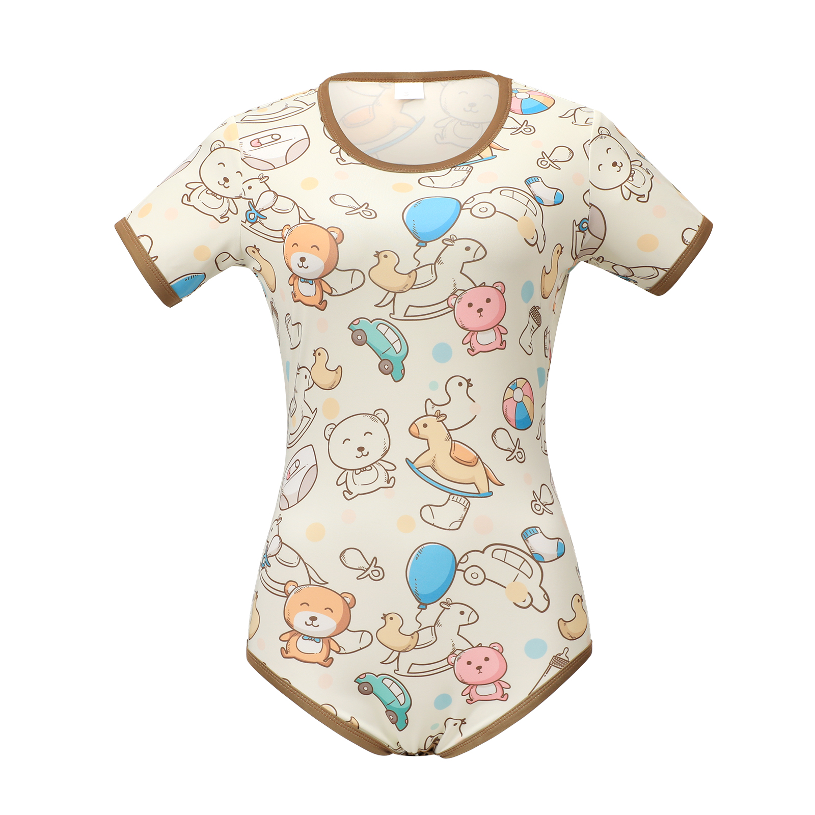 Adult Baby Onesie Snap Crotch: Age Regression Clothes for Women - Kawaii Bear Pajamas with Botton Down Under Stretchy Romper - Image 5