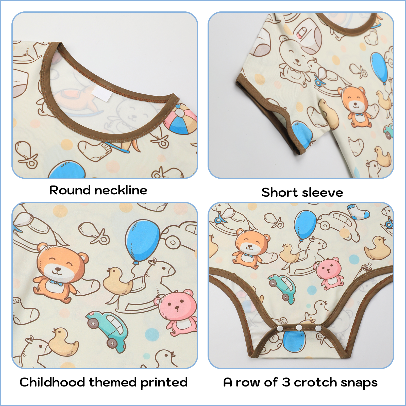 Adult Baby Onesie Snap Crotch: Age Regression Clothes for Women - Kawaii Bear Pajamas with Botton Down Under Stretchy Romper - Image 6