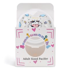 Alternative view of Cute Adult Size Pacifier for Anxiety: Angel Cow Soft Silicone Heart Shaped Paci for Stress Relief and Autism - Bigshield Binky for Sleep Gag Gift with Case White