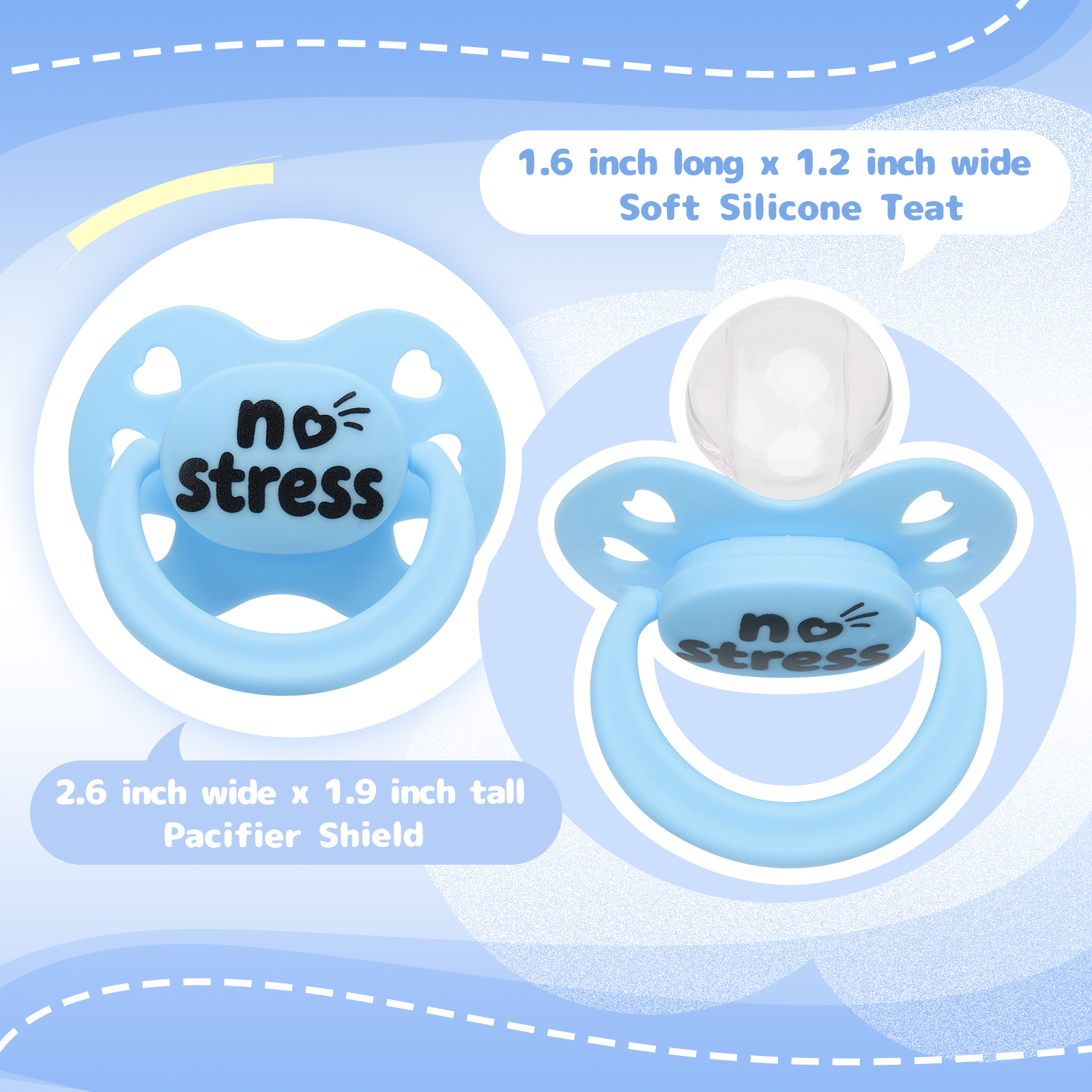 Big Pacifier Silicone for Anxiety: Trans Pride Colors Binky with Heart Cutout Big Shield Easy Clean - Stress Relief Paci for Autism Sleep Exchange Gift - Image 5