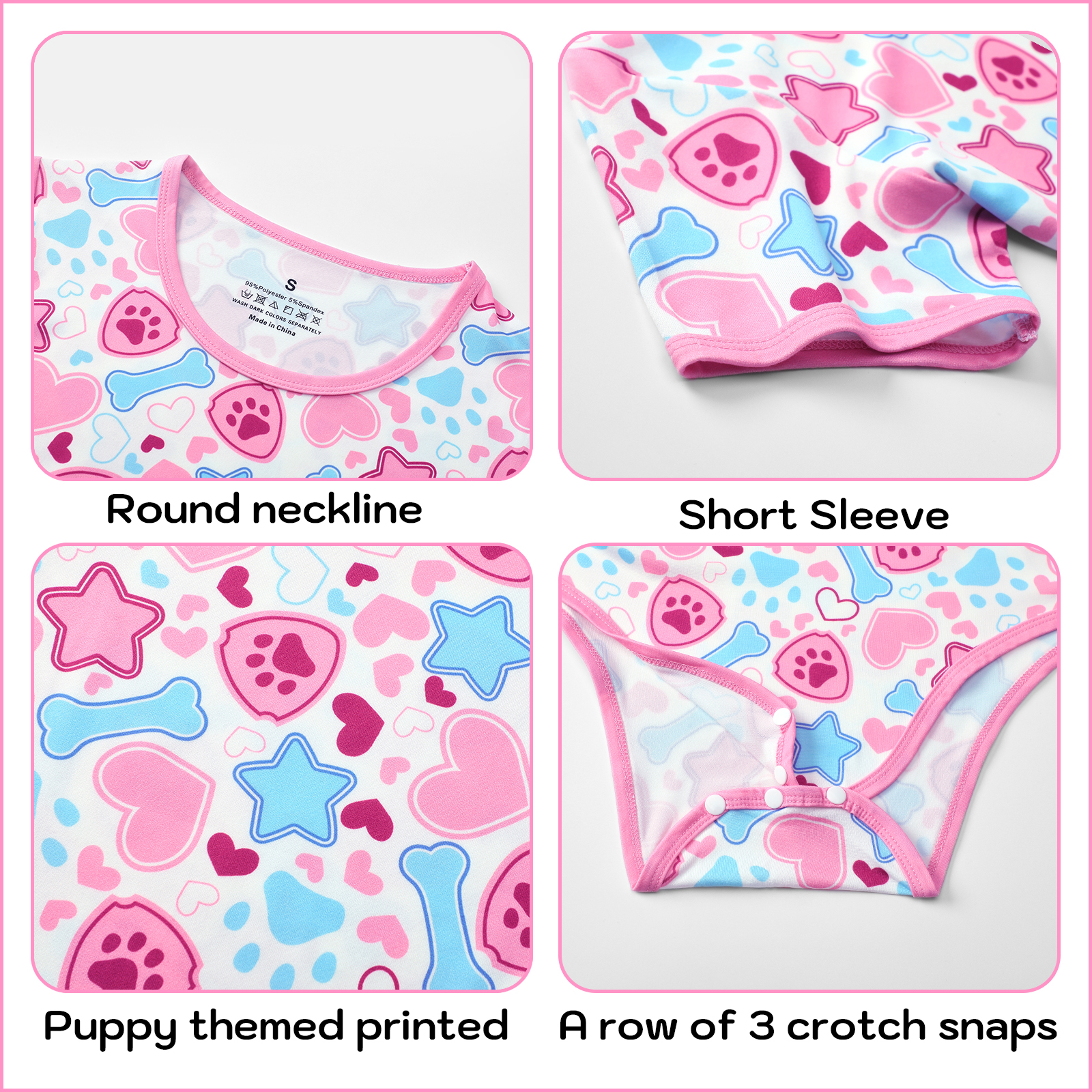 Somniumnight Adult Onesie Bodysuit for Women: Cute Stretchy Romper Snap Crotch - Kawaii Pajamas Soft Fit Gift for Sleepwear - Short Sleeve with Button Puppy Paw Print White - Image 6
