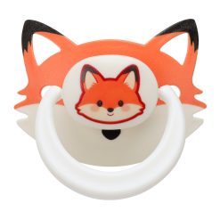 Silicone Adult Pacifier Anxiety Relief: Fox Binky Cute Paci Large Nipple - Big Size Shield with Pointed Ears Ring Handle Air Vents Clear Tip Giant Stress Sensory Comfort Special Needs for Autism Sleep